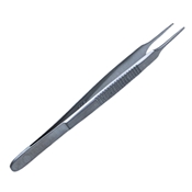 Thorpe Conjunctival Fixation Forceps, Serrated Handle With Polished Finish, Straight Shafts, 90 Degree 0.6mm 2 X 3 Teeth, Tying Platform, And Overall Length Of 3 3/4" (94mm) 